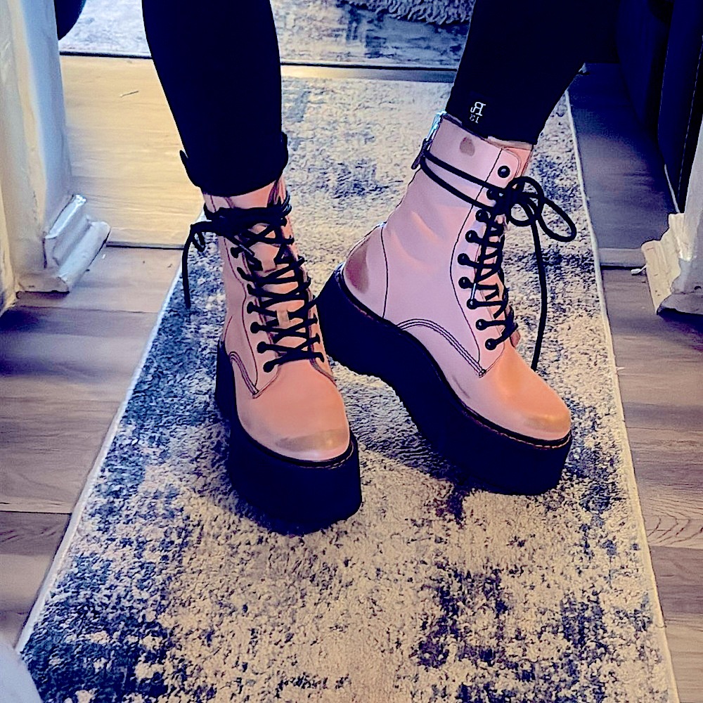 RARE R13 - size 39 double stack boot PINK made in Italy COMBAT - Picture 3 of 17